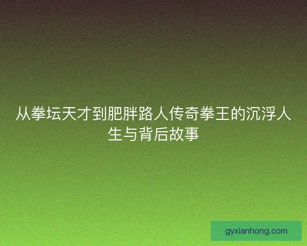 从拳坛天才到肥胖路人传奇拳王的沉浮人生与背后故事